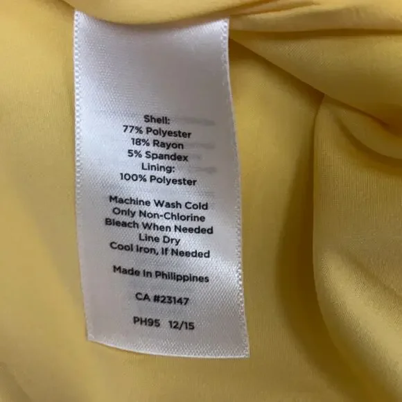 Talbots Yellow Fit & Flare Dress 10 Short Sleeve Textured Skater Work Party - Picture 7 of 9